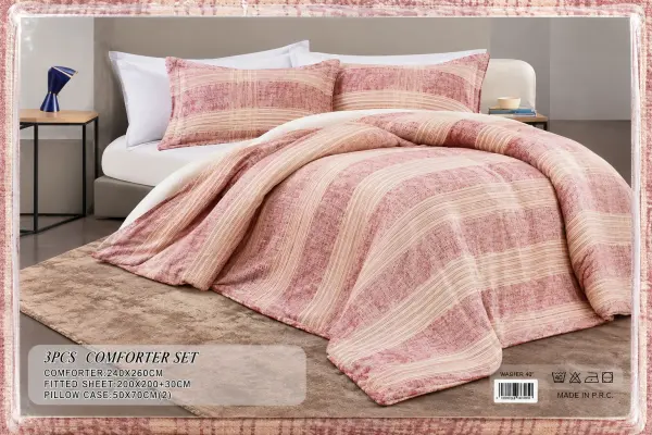 Rose Beige Comforter Set – Elegant Striped Design | Farran Home