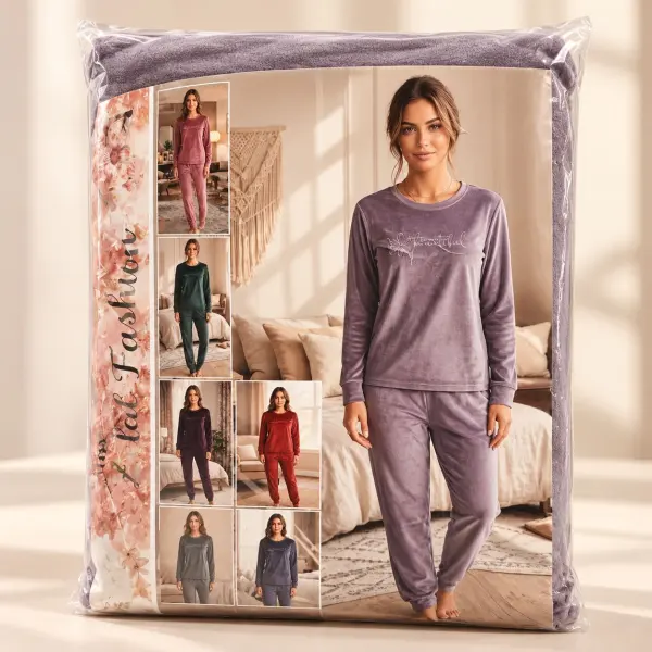Women's Soft Velour Pajama Set – Elegant Lavender